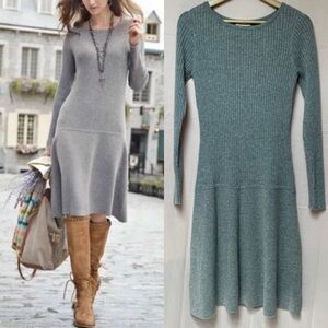 Sundance Tierney Long Sleeve Drop Waist Ribbed Sweater Dress Size XS Merino Wool
